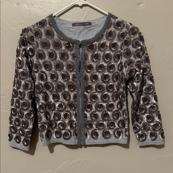 Boden Jackets & Blazers - Boden Limited Edition Gray Cardigan Jacket with Sequins and Beaded Trim 2
